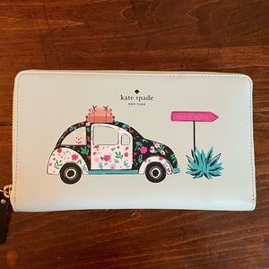 Large Kate Spade Wallet - Out of Office Light Blue VW Bug